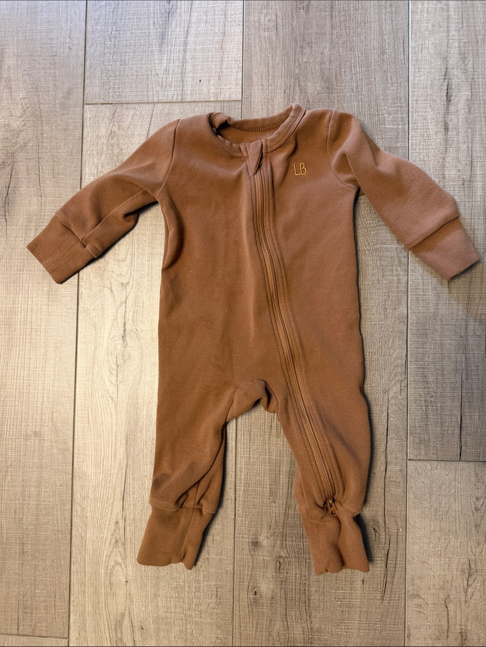 Little Bipsy Brown Zippered Baby Footie